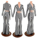 Black & White High Waist Solar Flares and Wrap & Tie Top Set - 1