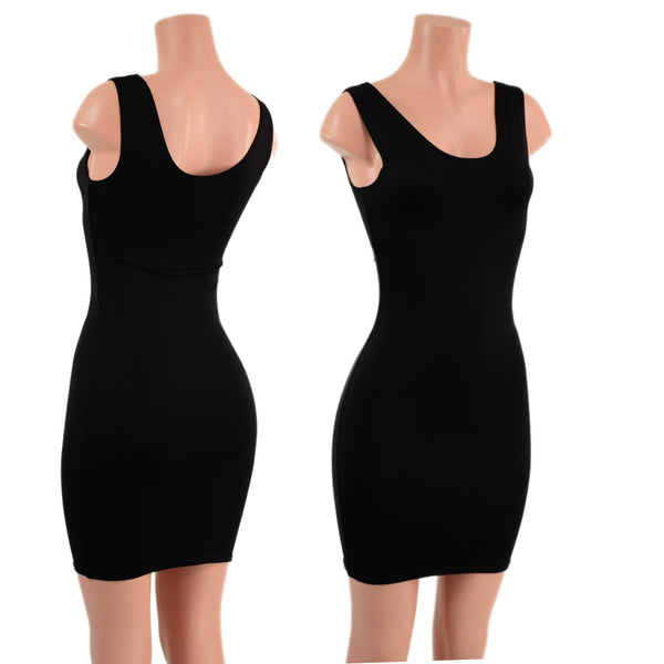 Ready To Ship Smooth Black Spandex Tank Dress - 1