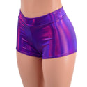 Midrise Shorts in Grape Holographic - 1