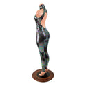 Backless Oil Slick Catsuit with Snap Back Turtleneck - 4