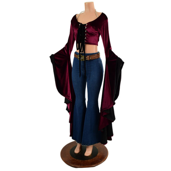 Lace Up Sorceress Sleeve Crop Top - 3