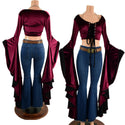 Lace Up Sorceress Sleeve Crop Top - 1
