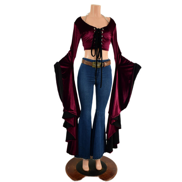 Lace Up Sorceress Sleeve Crop Top - 5