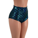 Turquoise Dragon Scale High Waist Siren Shorts - 2