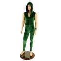 Mens Green Velvet Zipper Catsuit - 6