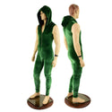 Mens Green Velvet Zipper Catsuit - 5