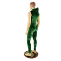 Mens Green Velvet Zipper Catsuit - 4