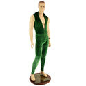 Mens Green Velvet Zipper Catsuit - 3
