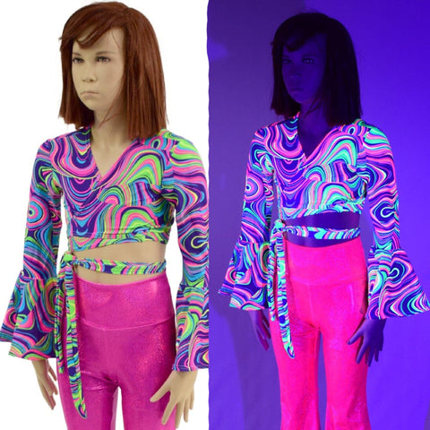 Girls Neon Glow Worm Wrap n Tie Top - Coquetry Clothing