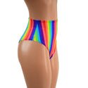 Rainbow Stripe High Waist Siren Shorts with Brazilian Cut Leg - 3