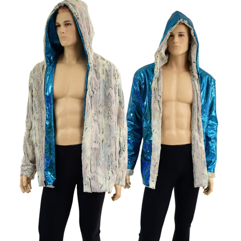 Mens Minky Faux Fur Hooded Jacket - Coquetry Clothing