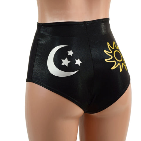 High Waist Siren Shorts with Sun, Moon and Stars - Coquetry Clothing