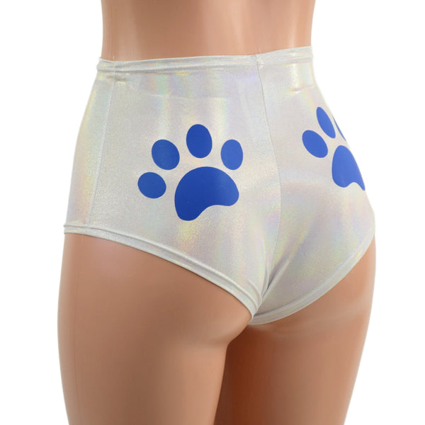 High Waist Siren Shorts with Paw Prints - 3