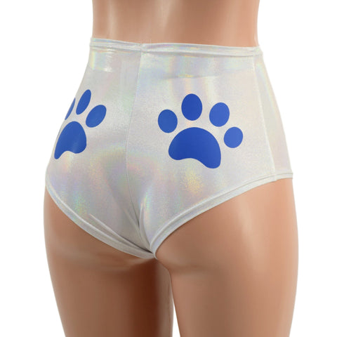 High Waist Siren Shorts with Paw Prints - Coquetry Clothing