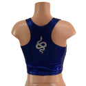 Blue Sparkly Jewel Racerback Crop with Silver Snake Vinyl - 2