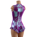 Plumeria Trapeze Romper with Mesh Lined Plunging V Neckline - 4