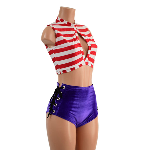 Waldo Inspired Laceup Siren Shorts and Keyhole Top - 3