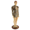 Leopard Print Bodycon Mini Dress with Victoria Sleeves - 3