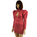 Polka Dot Bodycon Mini Dress with Victoria Sleeves - 6