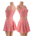 Red and White Circus Stripes 15" Circle Cut Skirt OR Top READY to SHIP - 1