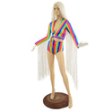 Rainbow Wrap and Tie Crop Top with 30" Fringe & Siren Shorts - 4