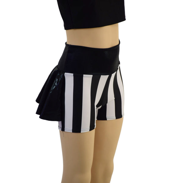 Girls Ruffle Rump Shorts in Black and White Stripe - 3