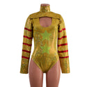 Gold, Red and Green Klown Romper with Brazilian Cut Leg - 2