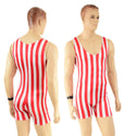 Mens Strong Man Striped Singlet - 1