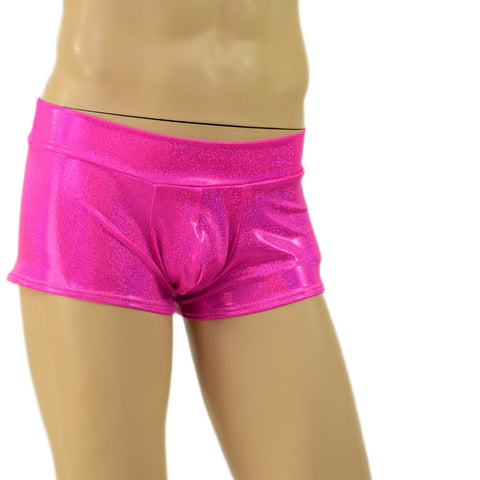 Mens Lowrise Aruba Shorts in Neon Pink Sparkly Jewel