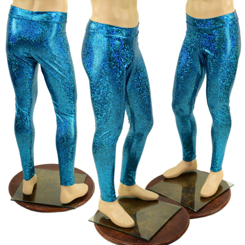 Mens Turquoise Shattered Glass Midrise Leggings