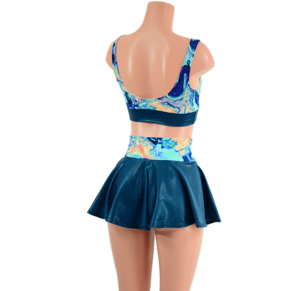 Lapis Lagoon and Nile Blue  Rave Skirt & Starlette Bralette Set - 3
