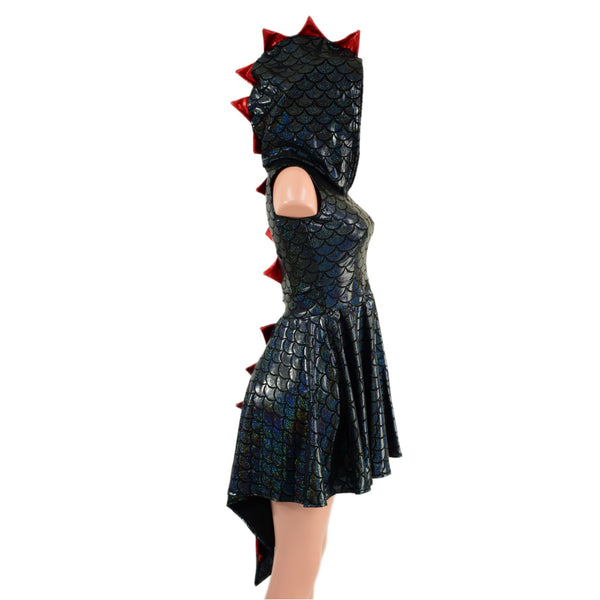 Black Dragon Hoodie Skater Dress and Wings Set - 9