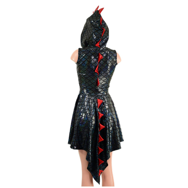 Black Dragon Hoodie Skater Dress and Wings Set - 7