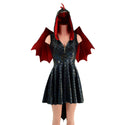 Black Dragon Hoodie Skater Dress and Wings Set - 3