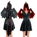 Black Dragon Hoodie Skater Dress and Wings Set - 1