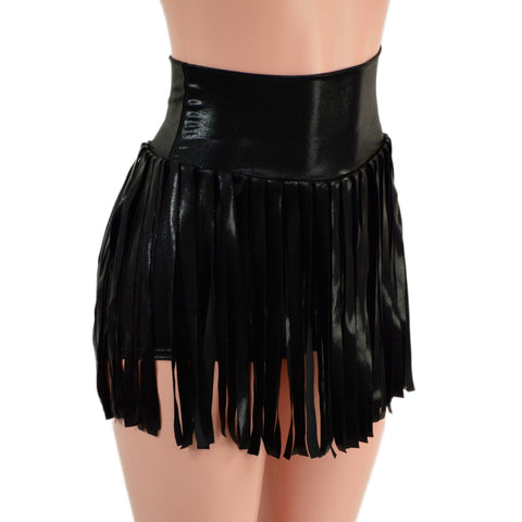High Waist Gladiator Shorts in Black Mystique