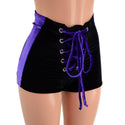 High Waist Lace Up Sailor Shorts with Side Panels - 2