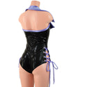 Backless Plunging Romper with Triple Laceup and Showtime Collar - 5