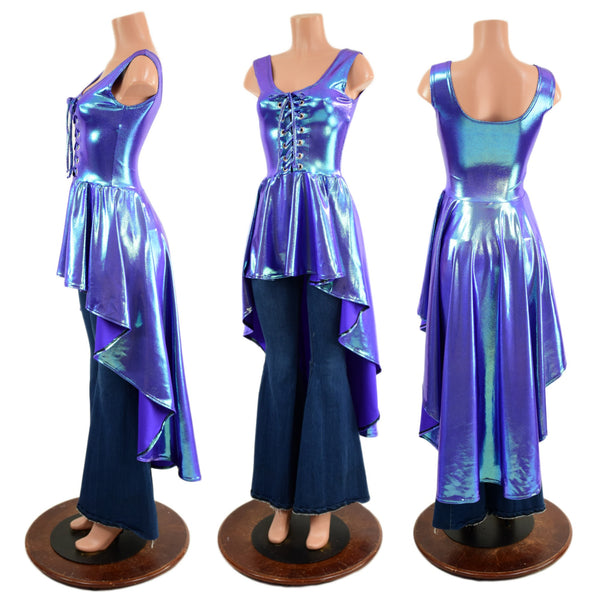 Laceup Hi Lo Peplum Tank Top in Moonstone - 1