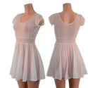 Sheer White Mesh Cap Sleeve Skater Dress - 1