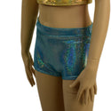Childrens High Waist Brief Cut Shorts in Seafoam - 3