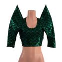 Green Scale Sharp Shoulder Crop Top - 4