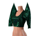 Green Scale Sharp Shoulder Crop Top - 3