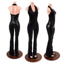 Boot Cut Black Mystique Backless V Neck Catsuit-1