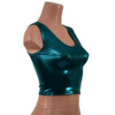 Large Ready to Ship Teal Metallic Crop Tank-5
