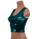 Large Ready to Ship Teal Metallic Crop Tank-6