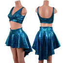 2PC Starlette Bralette and Hi Lo Skirt Set in Turquoise on Black Shattered Glass-1
