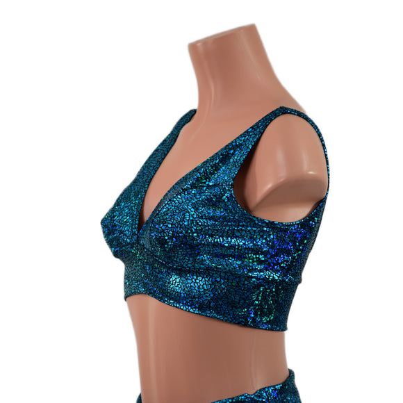 Starlette Bralette in Turquoise on Black Shattered Glass