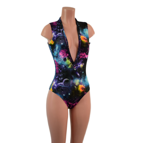 Plunging V Neck Side Panel Romper