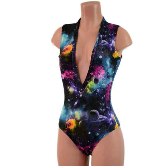 Plunging V Neck Side Panel Romper